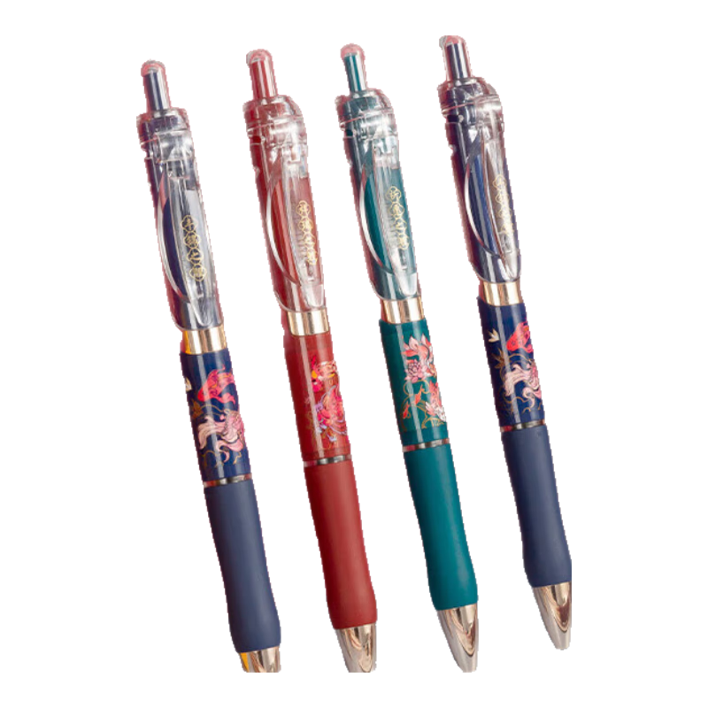 M&G Koi National Style Gel Pen, 0.5mm Black Quick-Drying Retractable Tip, K35 Click-Type Signature Pen for Exam Practice, Random Appearance, AGPK3559, 6 Pens