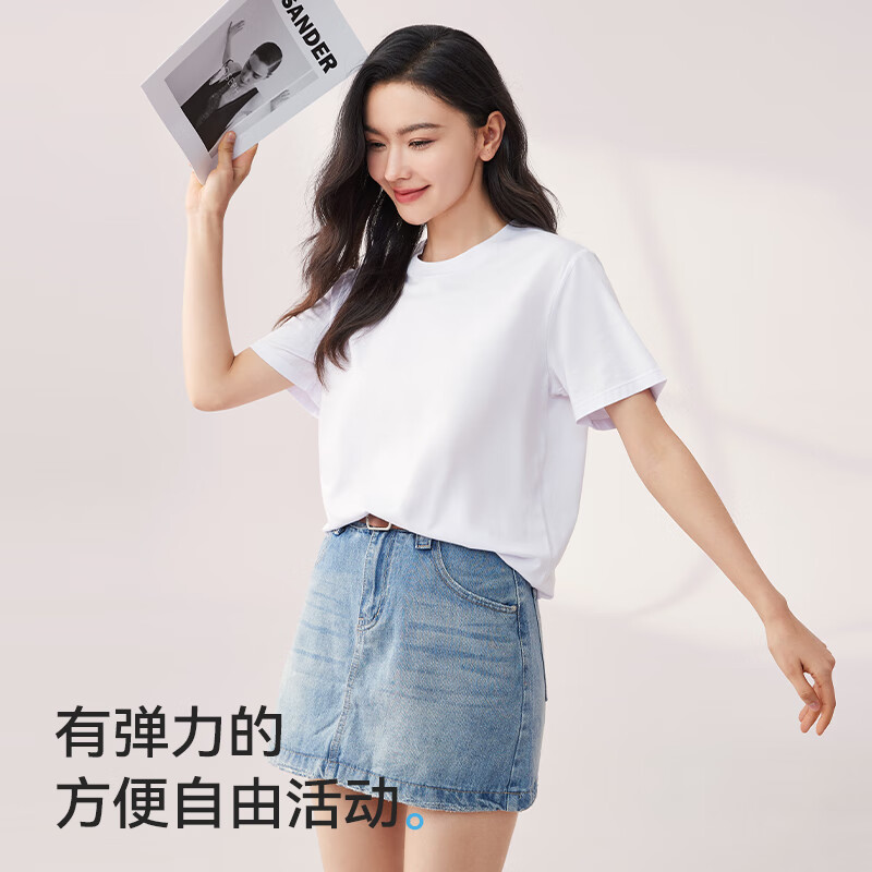 MiiOW Women's T-Shirt, Summer Lightweight Cotton Modal Cool-Feeling Short-Sleeve Round Neck Casual Versatile Undershirt