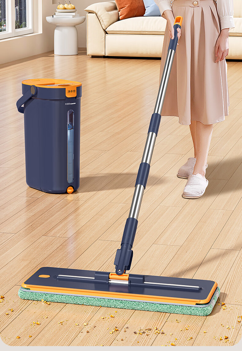 HoMettler Clean And Dirty Separation Flat Mop, 36cm with 4 Mop Pads, 135cm Long Handle, Household All-In No Hand Washing Required, Squeegee Bucket, Double Handle 11