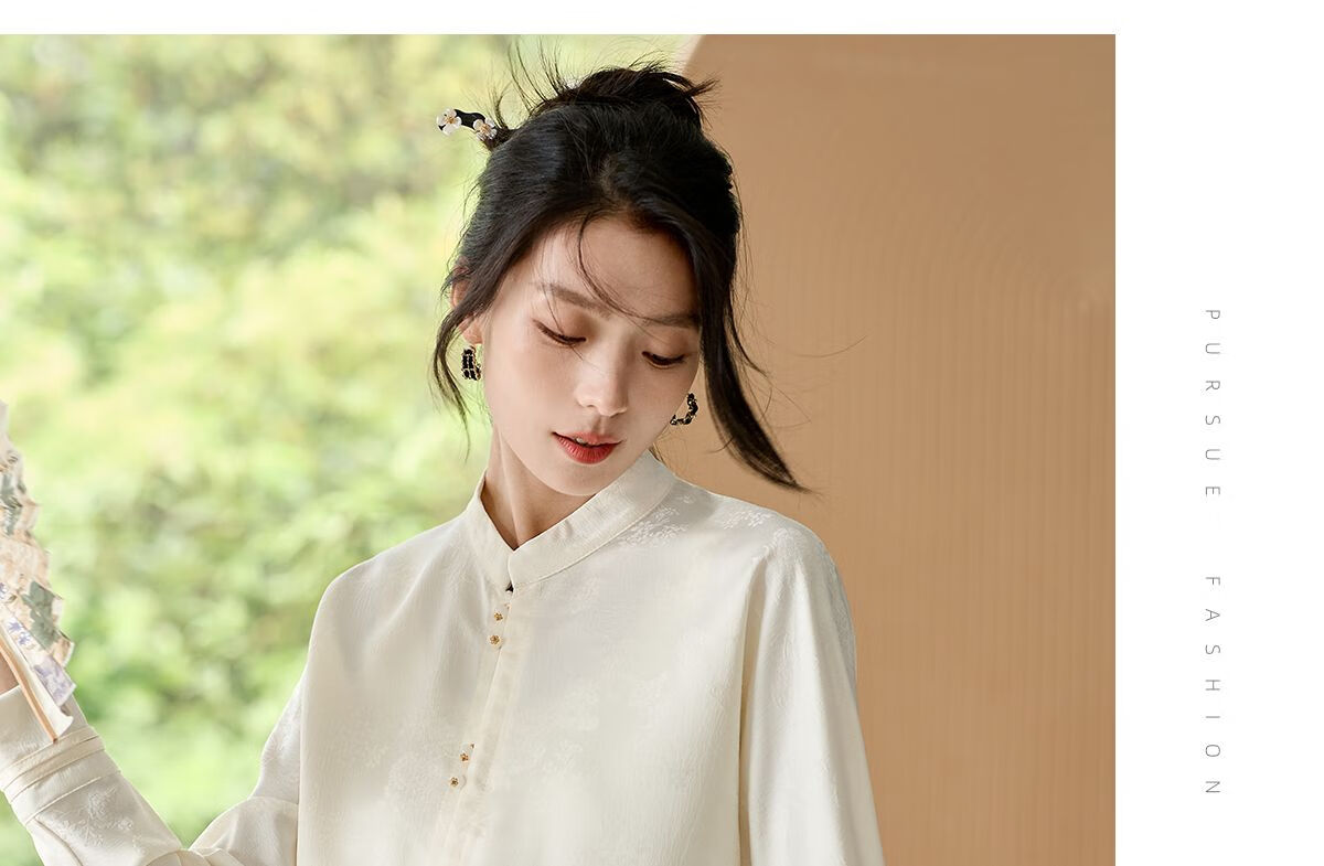 Chushen Spring And Autumn New Chinese-Style Long-Sleeve Shirt for Women, Suitable for New Year's Party Outfit, Oriental Minimalist Luxury Style Blouse Top S143C2003 12