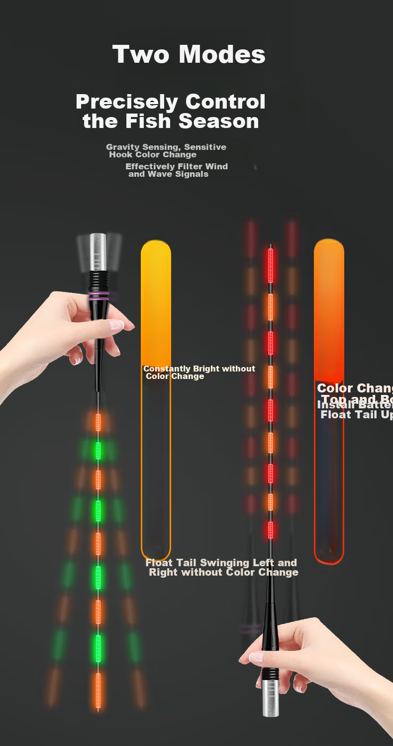 Grsaed Luminous Fishing Float with Bite Indicator, Color-Changing, Hard Tail, Highly Sensitive, Eye-Catching Buoy for Night Fishing, Carp And Big Fish Float, Electronic Float ZP08 7