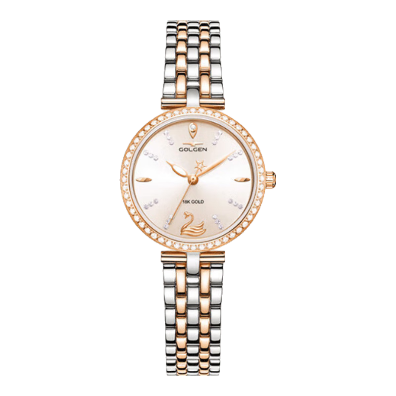 GOLGEN Women's Watch, Little Swan Series, 18K Gold Ladies Quartz Watch, Wristwatch, Gift for Girlfriend on Holidays, 9805