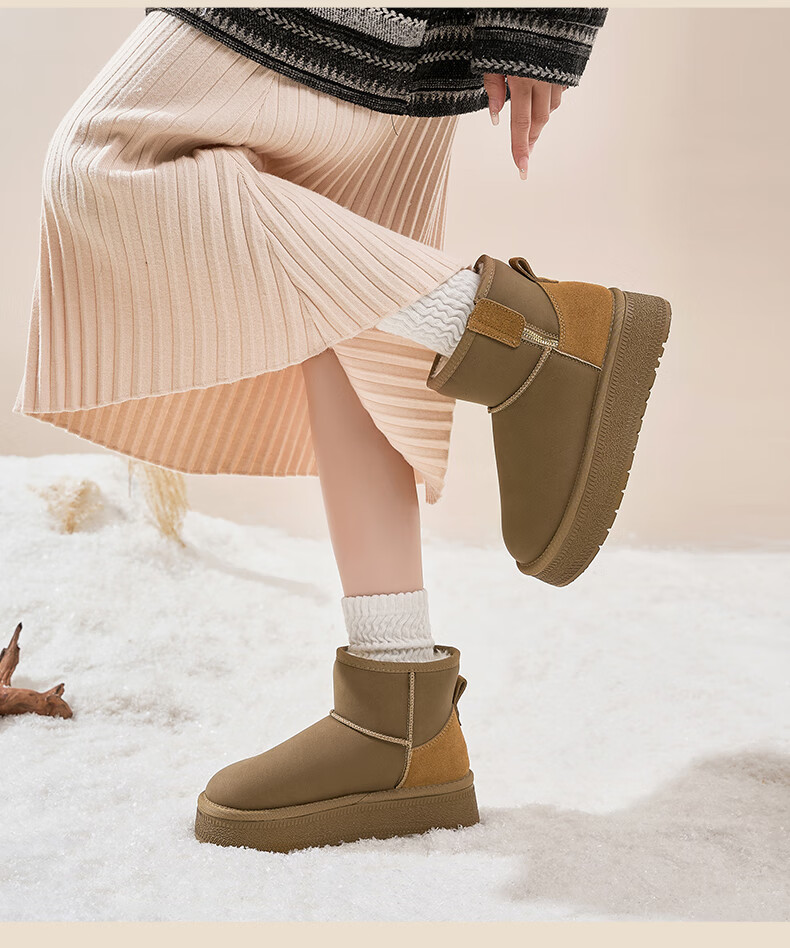 ZHR Snow Boots for Women, 2025 New Winter Style, Thick Warm Women's Boots for Northeast China, Versatile Short Boots with Thick Soles, AB50 Camel Color, Size 40 19