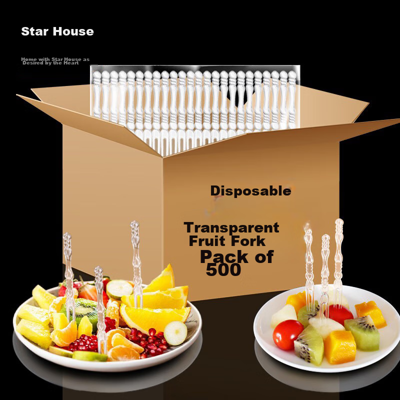 Xingfang Disposable Fruit Forks, Fruit Picks for Mooncakes, Cake Forks And Dessert Forks, Transparent Forks, 500 Pieces