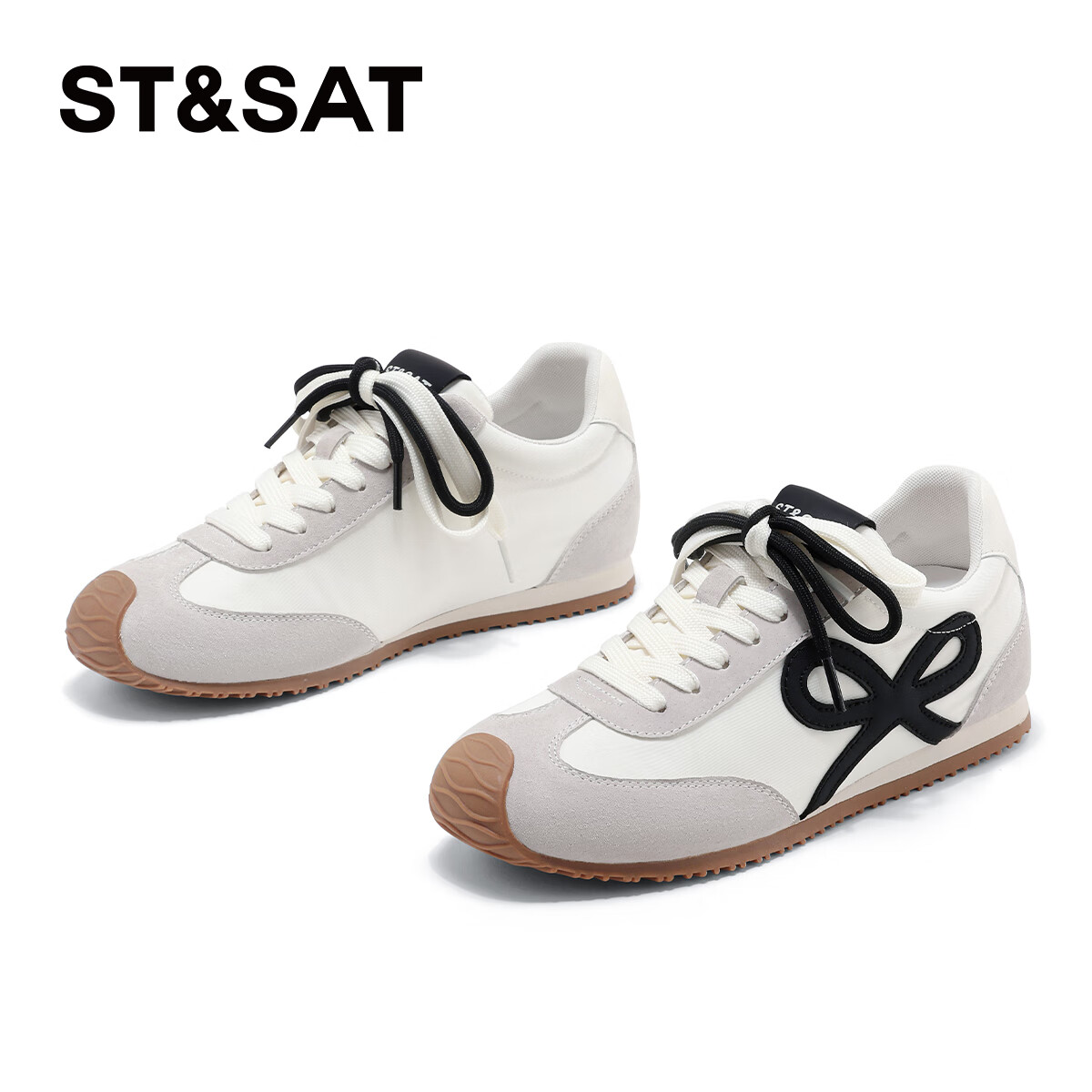 St&Sat Women's Shoes, Dexun Shoes, 2025 New Autumn Style, Height-Increasing Casual Sneakers, SSD1112C8S, Beige/black, Size 36