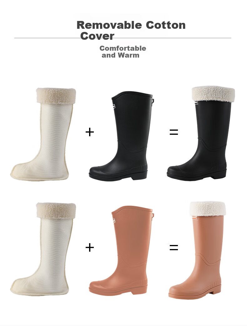 FOOTOPPO Tall Rain Boots for Women, High-Top Waterproof Shoes, Non-Slip Rubber Boots, Adult Waterproof Tall Rain Boots 10