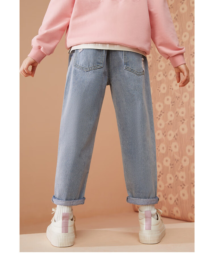 ASK JUNIOR Children's Clothing, Girls' Pants, 2026 Autumn Denim Jeans, Youth Sweet Cool Casual Trousers, Blue, Size 150 2