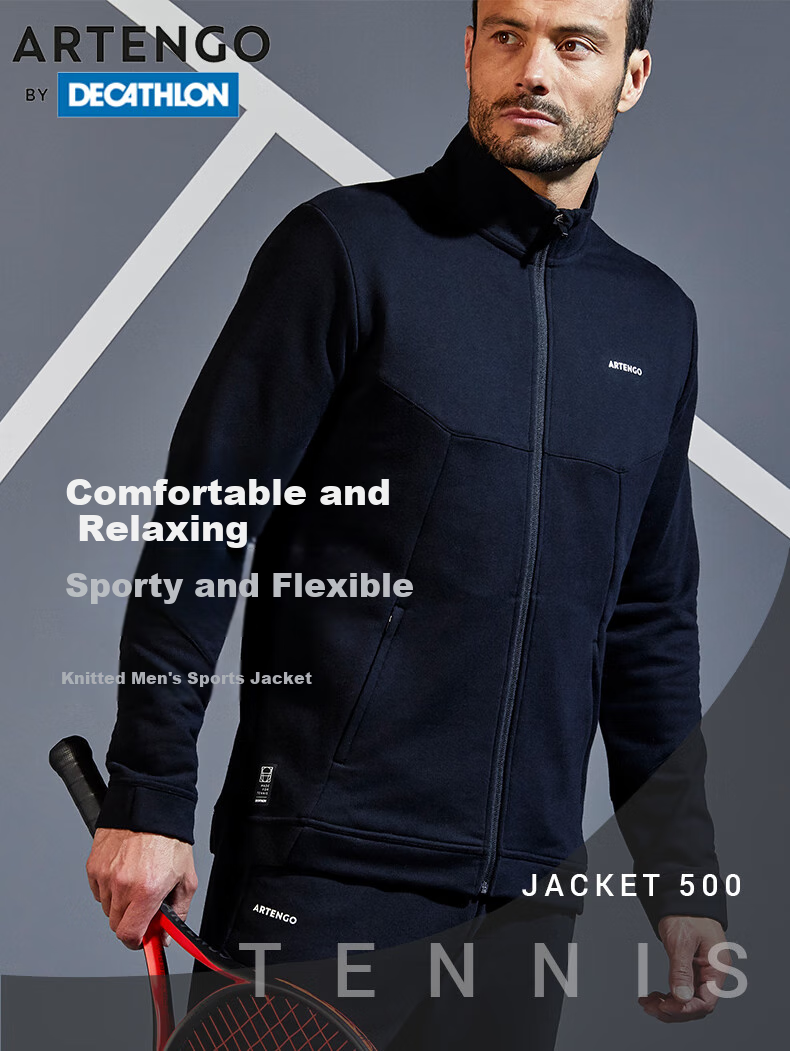 DECATHLON Men's Sports Jacket, Running Fitness Long-Sleeve Stand-Collar Sweatshirt, Warm Breathable Coat - Black And Gray XL-2714807 1
