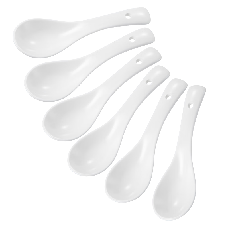 MAXCOOK Ceramic Soup Spoons And Dinner Spoons Set of 6, 5.5 Inches, Pure White Style MCCU5169
