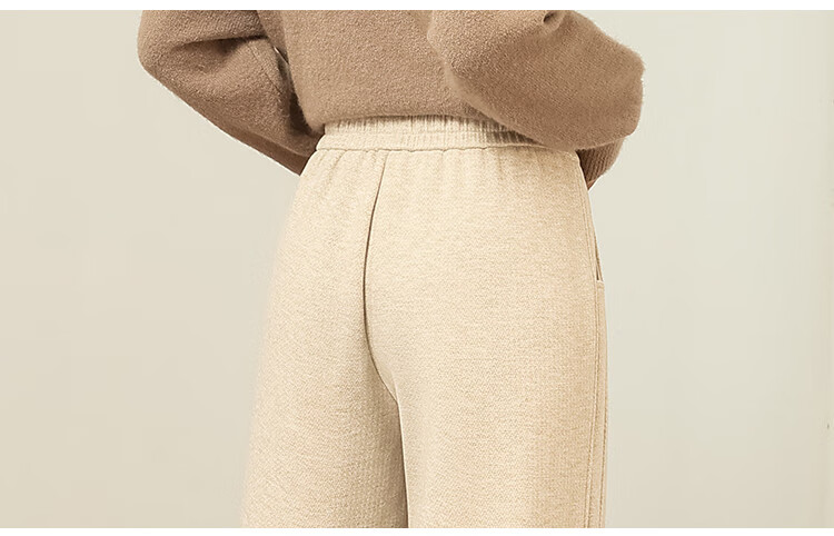 Dme Fleece-Lined Warm High-Waist Straight-Leg Lazy Style Soft Glutinous Rice Pants, Petite Casual Pants Wide-Leg Pants, Olive Green XL 3