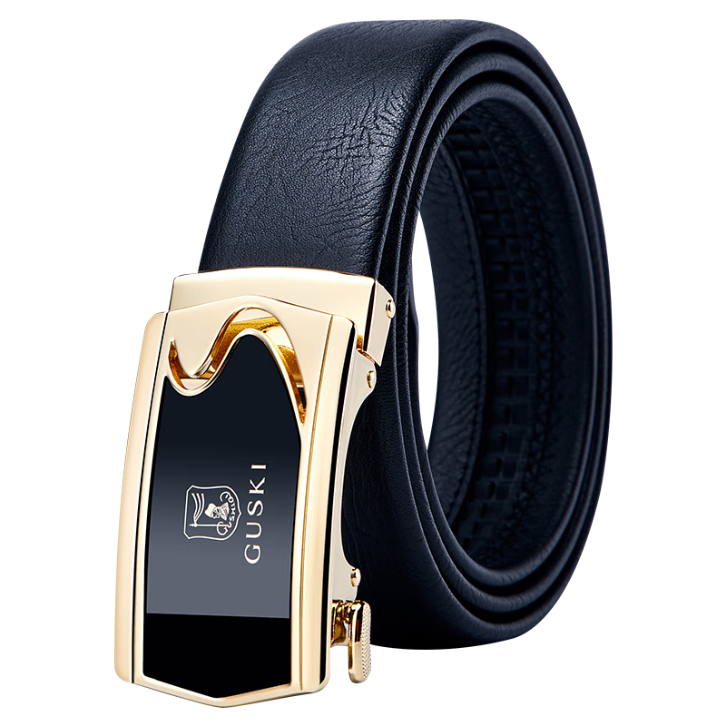 GUSKI Genuine Leather Belt for Men with Automatic Buckle, Business Trouser Belt in Gift Box, Birthday Present for Boyfriend Or Husband
