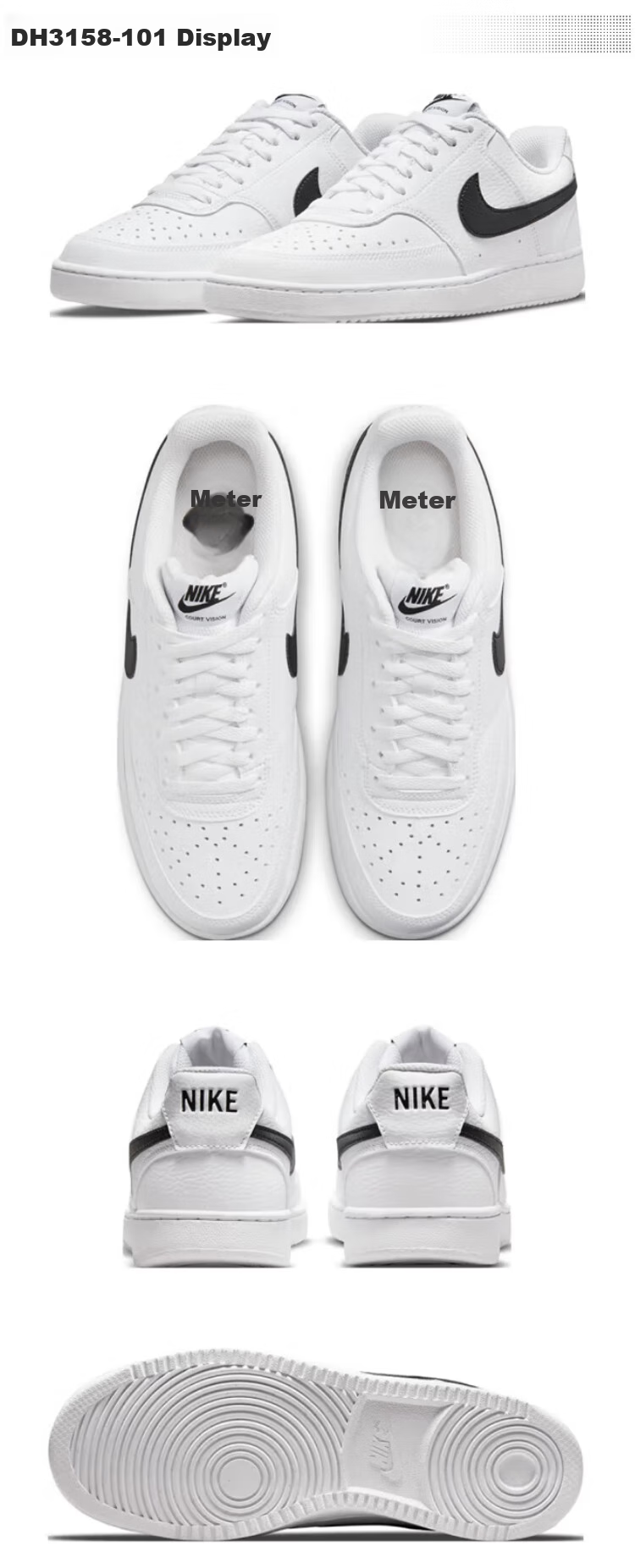 NIKE Women's Cushioned Sports Sneakers, COURT VISION Athletic Shoes, DH3158-101, White And Black, Size 36.5 4