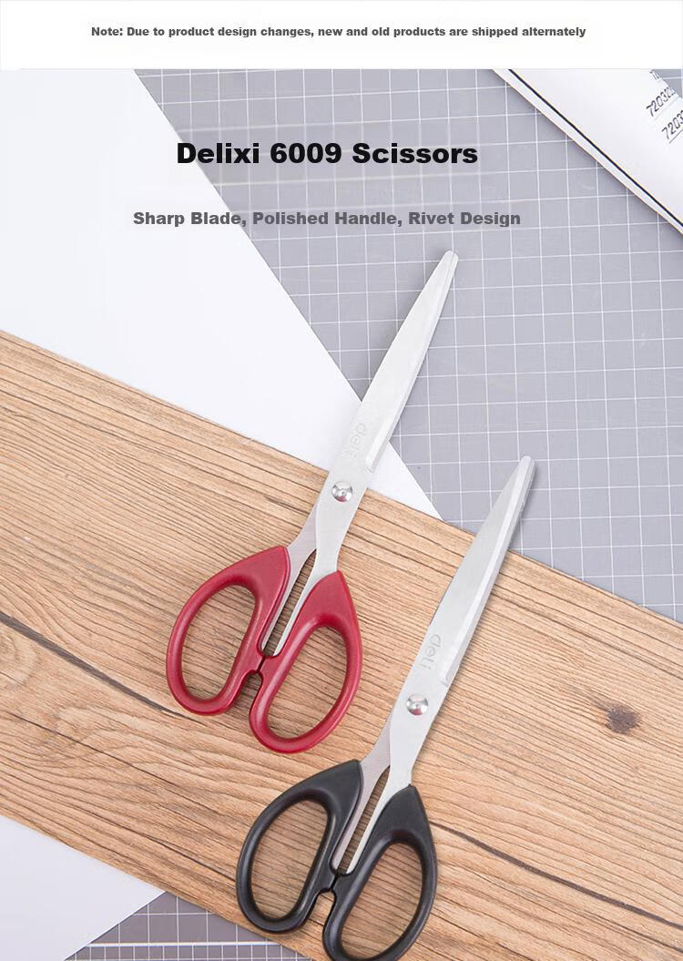 Deli Office Scissors Black Blade Rust-Resistant Medium 180mm Stationery Scissors Courier Knife Tailor Scissors Household Craft Paper Cutting Office Supplies Black 6009-S 1