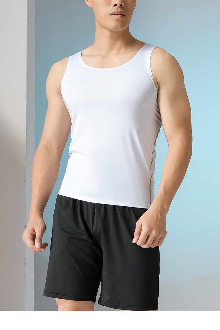 FANDIMU Men's Sports Running Tank Top, Tight-Fitting Breathable Comprehensive Training Fitness Basketball Sleeveless T-Shirt Top, Two-Piece Set 16