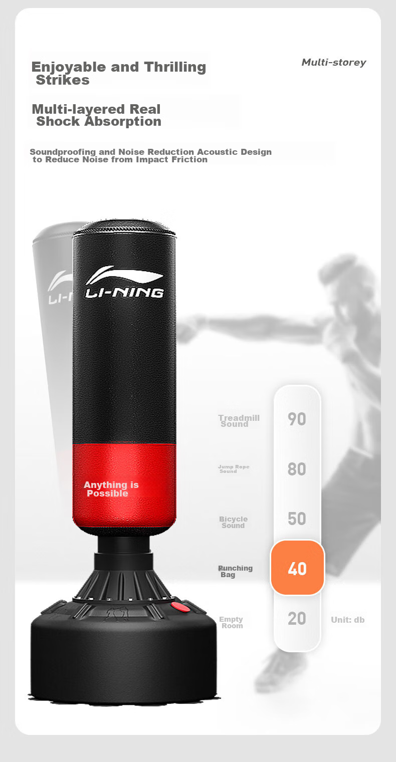 Li-Ning Punching Bag Boxing Training Equipment Fitness Gloves Boxing Target Sandbag for Children And Adults, Non-Bouncing Sports Standing Home Use 8