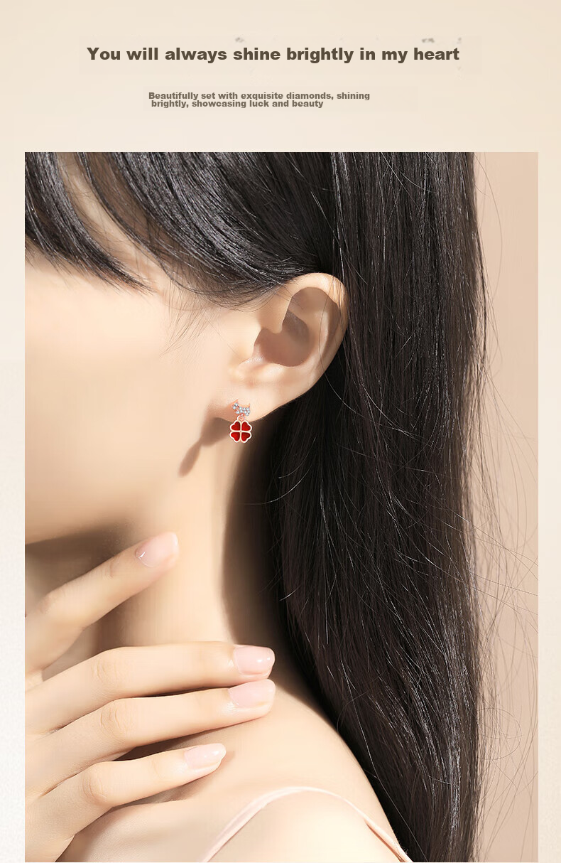 AGATHA Clover Dog Ear Studs for Women, Birthday Gift for Girlfriend Or Wife, Elegant Earrings 4