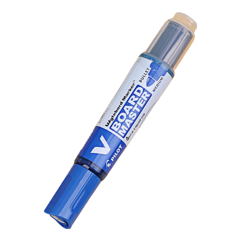 PILOT Whiteboard Marker, Large Capacity V-Shaped Liquid Ink, Water-Based Erasable, Easy to Erase Stationery, WBMAVBM-M Thick Barrel, Blue