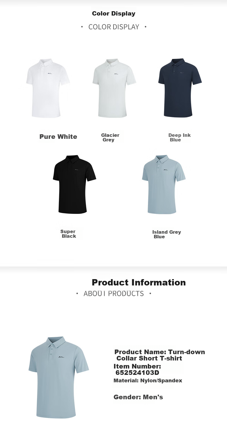 361° Men's Short-Sleeve Polo Shirt for Summer Sun Protection, Loose-Fitting Sports Ice Silk Fitness T-Shirt, Half Sleeve Men's Style 652524103D-8 31