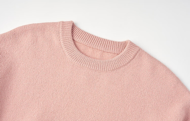 Dme Elegant Winter Round Neck Long Sleeve Sweater for Women with Beaded Jacquard Design, Fashionable Knit Top, Light Pink, Size S 8