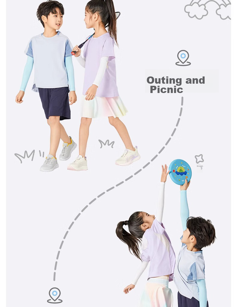 Ousen Children's Sun Protection Ice Sleeves, Outdoor Sun Protection Ice Silk Arm Sleeves, for Boys And Girls, Students, Summer UV Protection Arm Covers 16