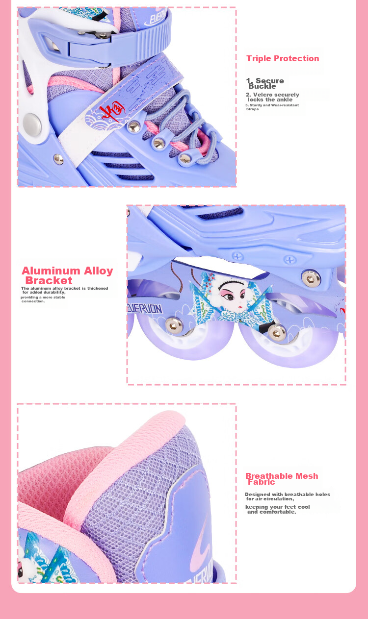 EVERVON Roller Skates for Children, Inline Skates with Full Flashing Lights 388, Free Helmet And Protective Gear, Purple, Size S (Suitable for Ages 3-6) 10