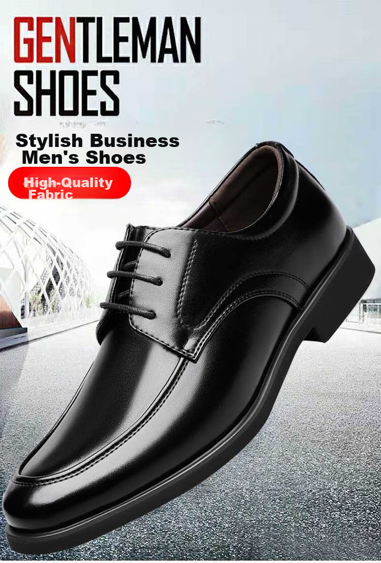 BEIOUTU Men's Leather Shoes, Business Casual Shoes, British Style Office Lace-Up Comfortable Men's Footwear, 9827 Black, Size 43 1