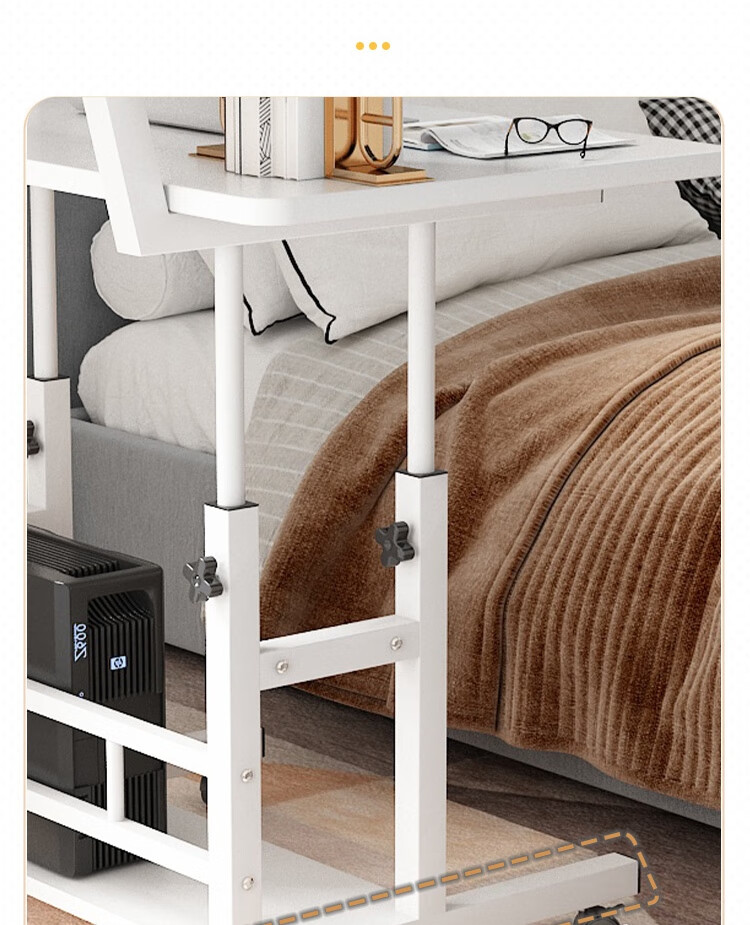 Anerya Mobile Laptop Desk with Wheels, Lazy Height-Adjustable Study Table, Bedside Small Desk, Light Walnut Color 6