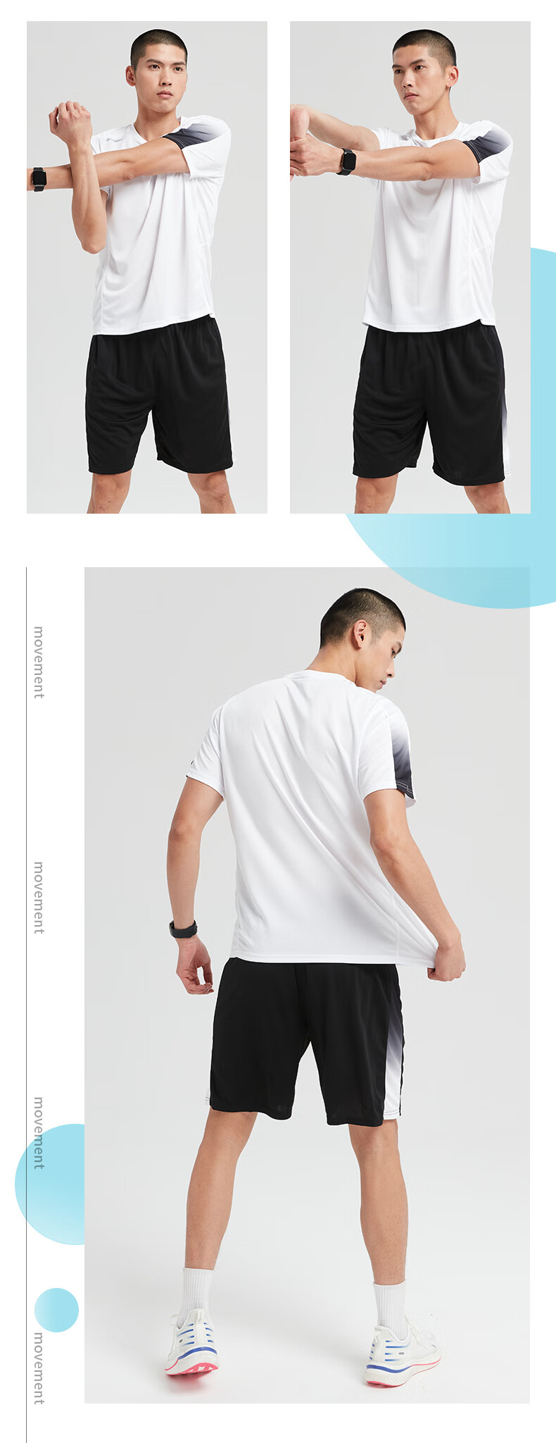 BURUITE Men's Sportswear Set Ice Silk T-Shirt Running Quick-Dry Short Sleeve Summer Shorts Gym Training Basketball Outfit 10