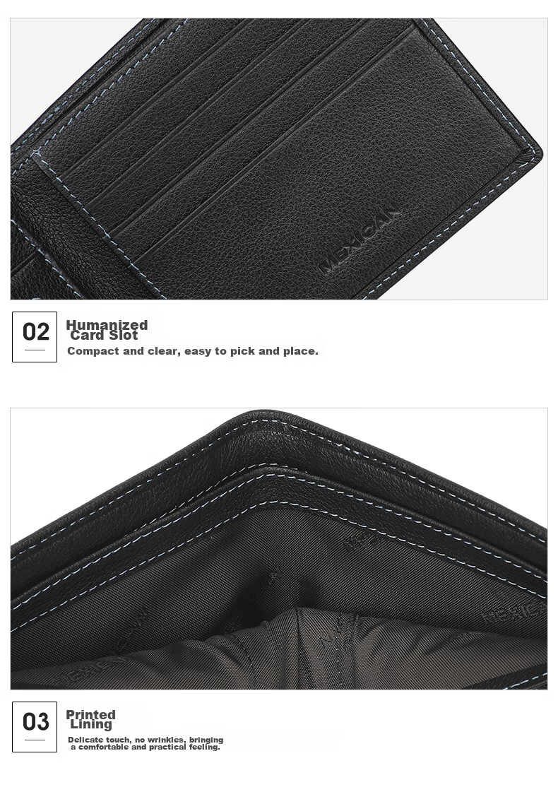 MEXICAN Men's Wallet, Genuine Top-Grain Leather, Multi-Card Slots, High-End Gift Box, Birthday Present for Men And Fathers 15