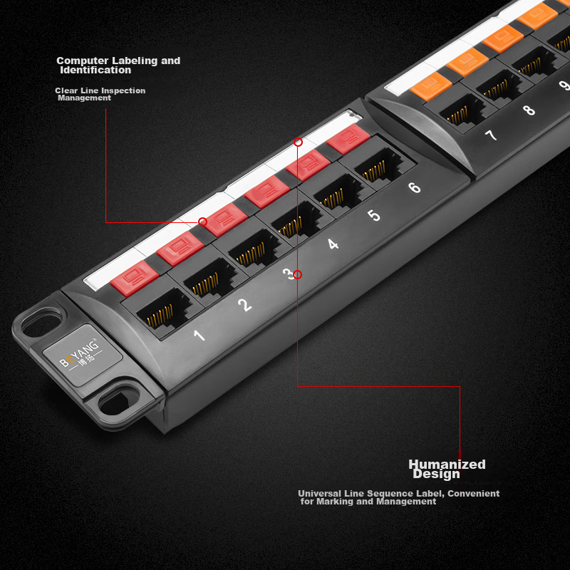 BOYANG High-Profile 12-Slot 24-Port Cable Management Rack, Network Cable Organizer 19-Inch Rack-Mounted Cabinet Network Patch Cord Fiber Optic Pigtail Cable Management Tray BY-LXJ 4