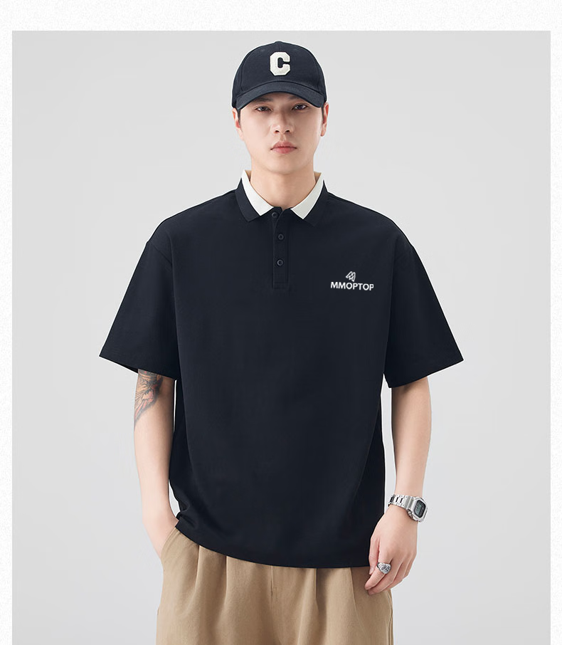 MMOPTOP Father's Day Solona Antibacterial Polo Shirt Summer Men's Xinjiang Cotton Business Ice Silk Short Sleeve MP13 Black 3XL 12