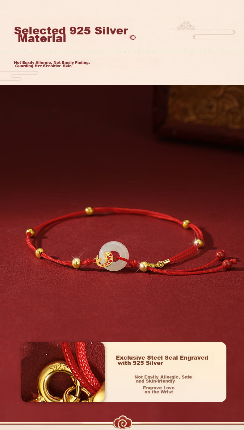 Zhenshangyin Chinese Gold Koi Fish Safety Knot Red String Silver Foot Chain Women's Jewelry Niche Birthday Gift for Girlfriend Or Wife S925 7