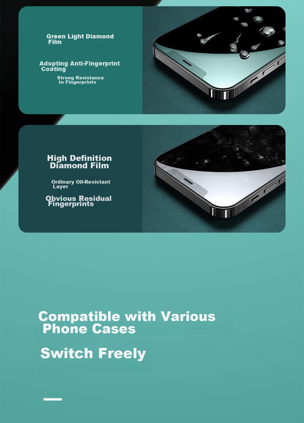 BIAZE [Triple Enhanced] Tempered Glass Screen Protector for IPhone 12/Pro, IPhone 12/Pro Phone Film [2 Pieces Eye Protection] Green Light Full Screen Ceramic Crystal Anti-Blue Light Film JM764 20