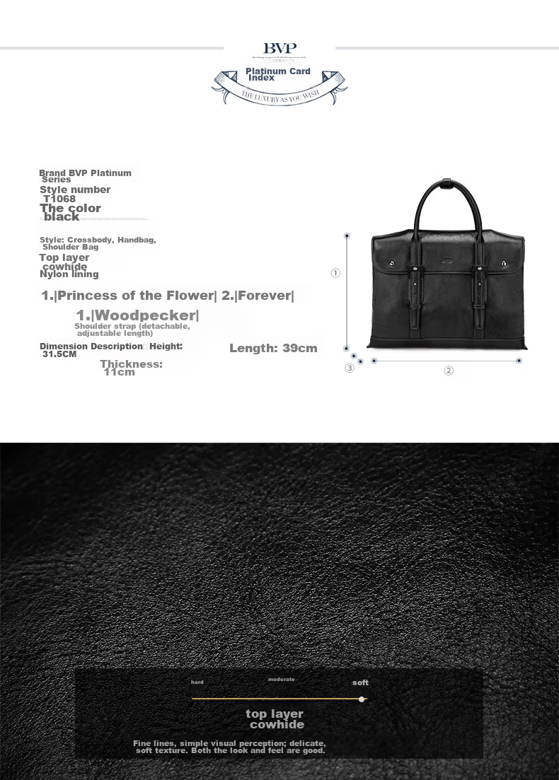 BVP Briefcase for Men, Business Top-Grain Leather Handbag, Crossbody Bag, Laptop Bag, Briefcase, Birthday Gift 29