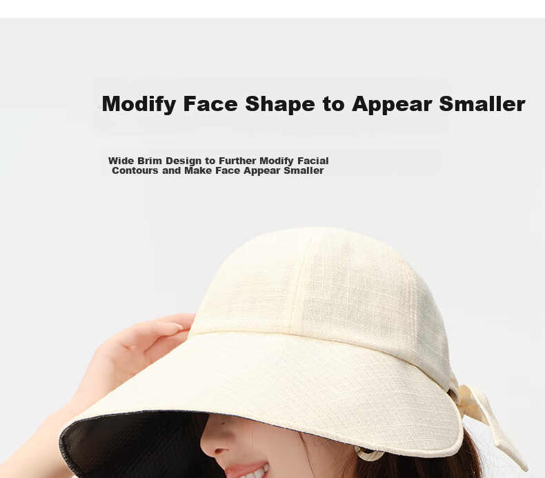 CACUSS Sun Hat for Women, Summer Sweet Face-Slimming Straw Hat, Casual Fisherman Hat, Beige 15