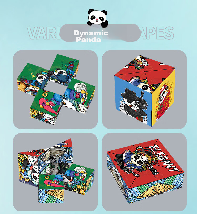 TaTanice Transforming Cube Toy Panda, 3D Geometric Rotating Puzzle, Educational Building Blocks, Birthday Gift for Boys And Girls 8