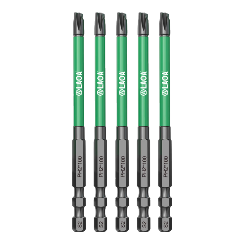 LAOA LA618012 PH2*150mm High Hardness Dual-Use Cross and Slotted Screwdriver Bits, 5-Pack