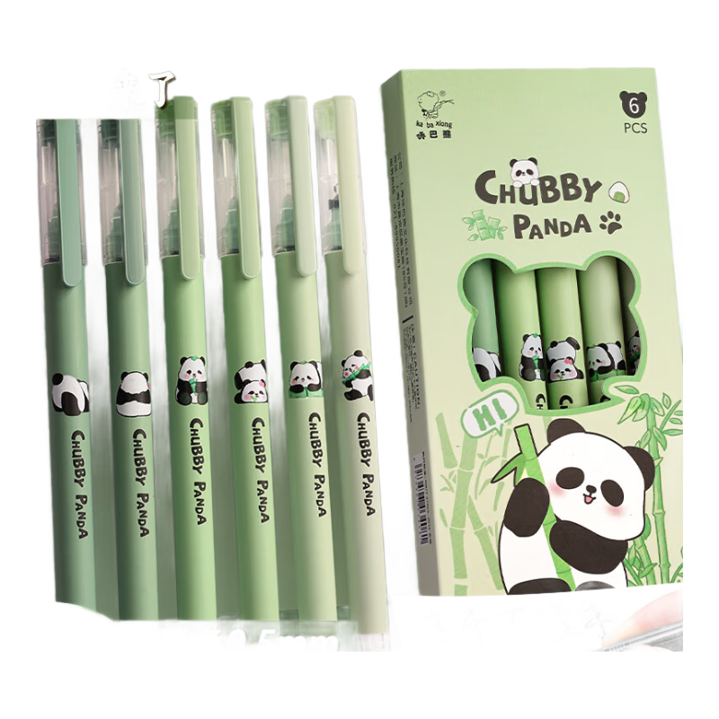 Licao Needle-Tip Pen, Quick-Drying Gel Pen, 0.5mm Needle-Tip, Carbon Ink Pen, Student Signature Pen, Black/Panda Arrived [6 Pcs]