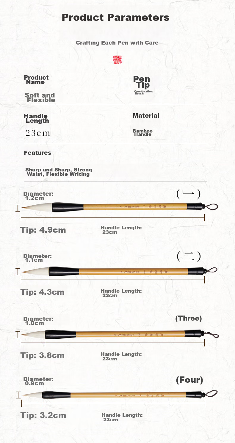 Yushuihu Flexible And Suitable Two-Wolf Sheep Mixed Hair Brush Calligraphy for Beginners, Specialized for Regular Script, Running Script, Clerical Script, Seal Script, Elementary School Students' Beginner Writing Practice, Chinese Painting, And Large/Medium/Small Regular Script Medium Size 10