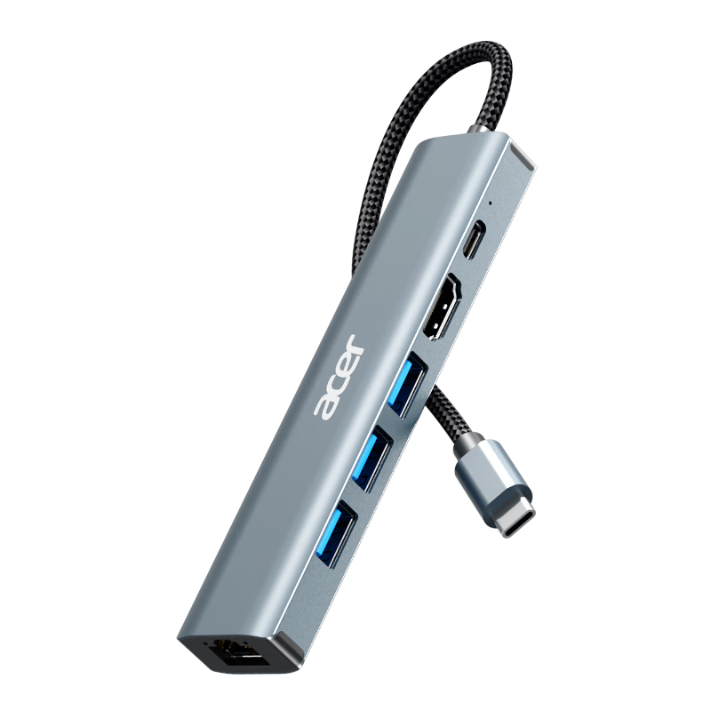 Acer Type-C Expansion Dock Gigabit Ethernet Port Network Cable Adapter USB3.0 Hub Wired Network Card RJ45 Converter HDMI4K60Hz High-Definition PD Charging Expansion Dock