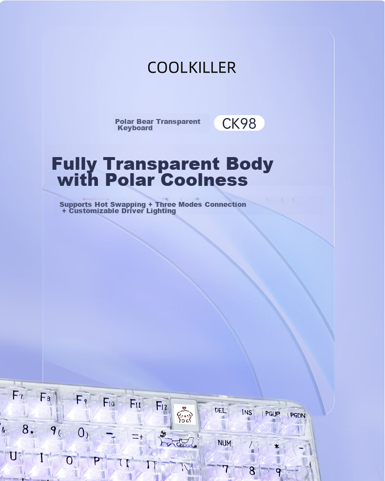 CoolKiller CK98ultra Wireless Bluetooth Tri-Mode Transparent Customizable Polar Bear Mechanical Keyboard Hot-Swappable High-Performance Gaming E-Sports Office Home 1