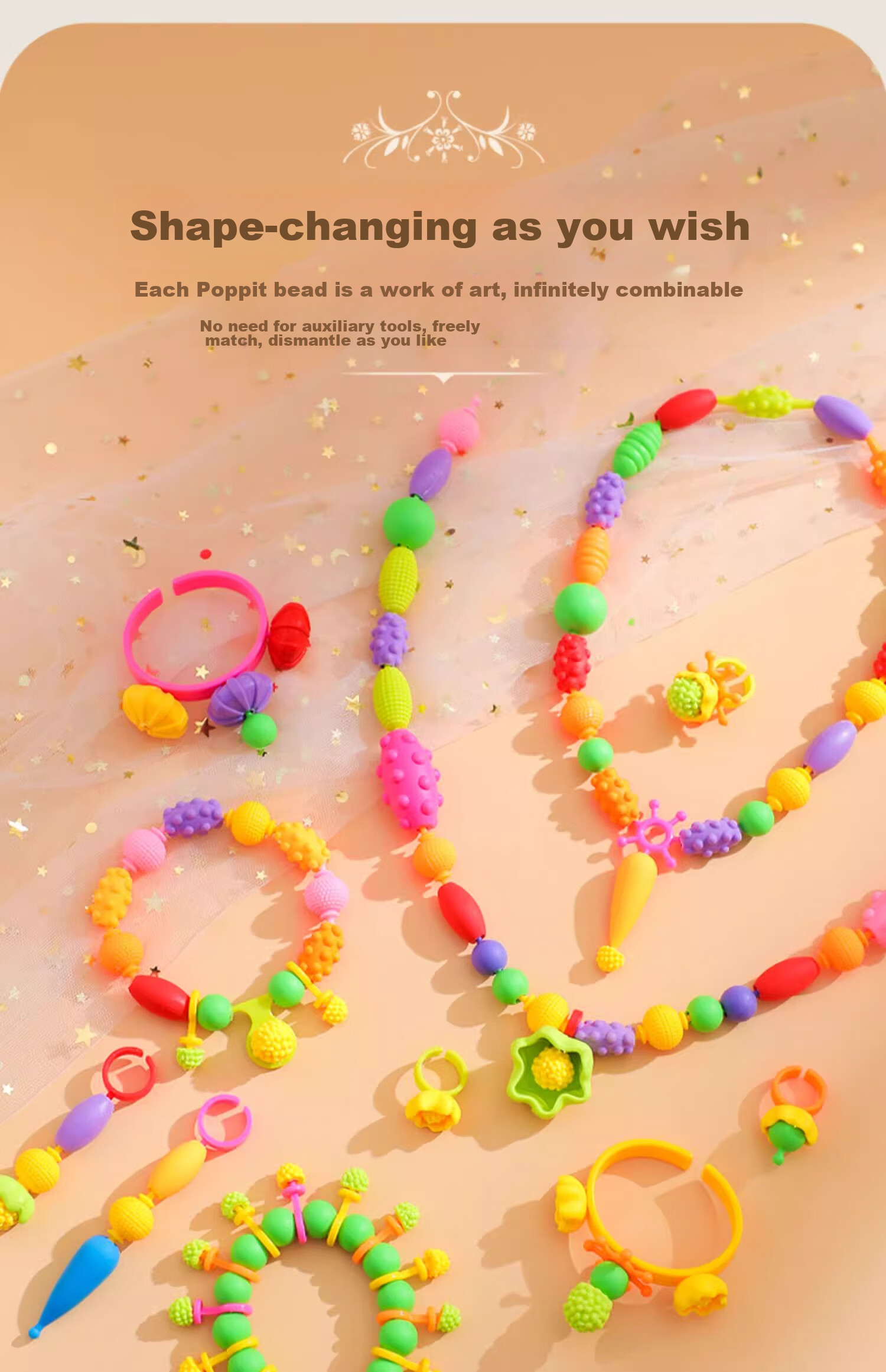 Guo'er Children's Pretend Play Toys, Girls' Versatile Pop Art Beading Craft, Realistic DIY Bracelet And Necklace, Birthday Gift 13