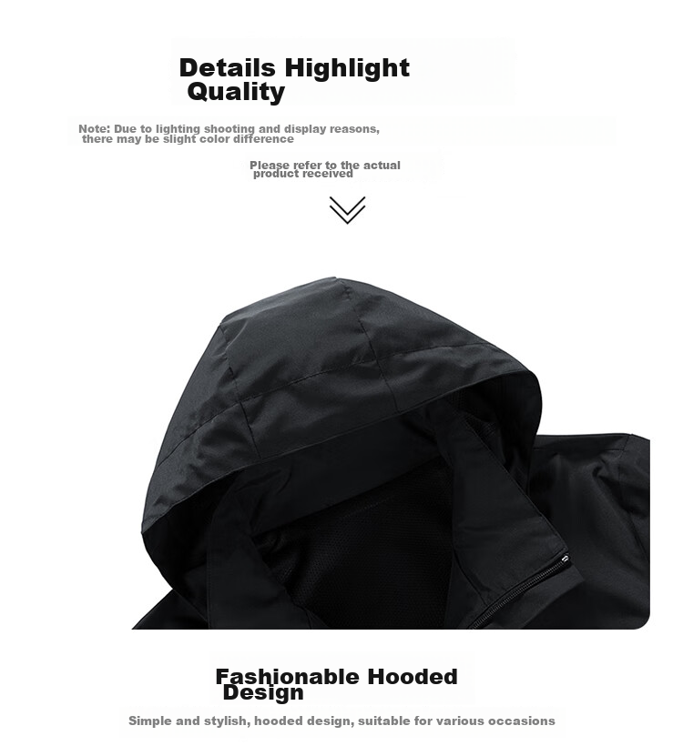 ROMON Men's Trendy Spring Hooded Jacket, Breathable Casual Business Coat for Young Professionals, E29 Black 3XL 13