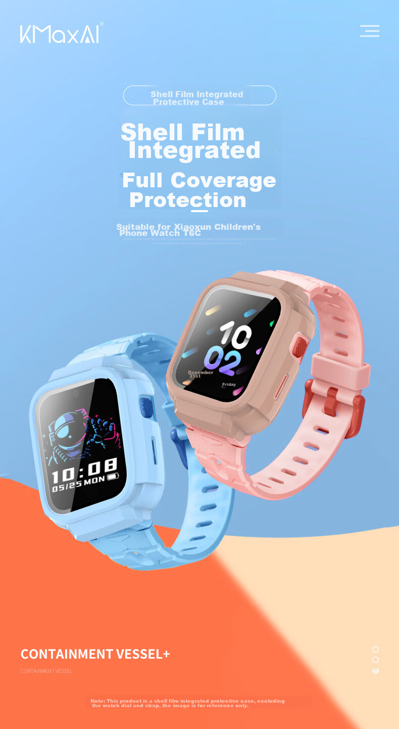 KMaxAI Compatible with Xiaoxun Children's Smartwatch T6C Case And Screen Protector, All-In Full Protection, Shockproof, Wear-Resistant, Slim-Fit, Cherry Blossom Pink Protective Film + Case 1
