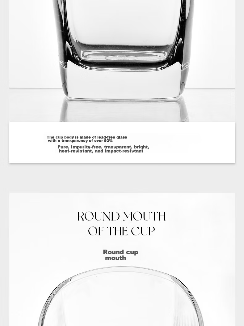 Ocean Thai Imported Glass Water Cups, Juice Cups, Milk Cups, Wine Glasses, Square Tea Cups, 295ml Set of Six 11