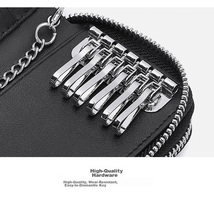 POLO Leather Key Case for Men, Top-Grain Cowhide Card Holder, Multifunctional Storage Pouch, Scratch-Resistant Key Ring, Birthday Gift for Boyfriend 18