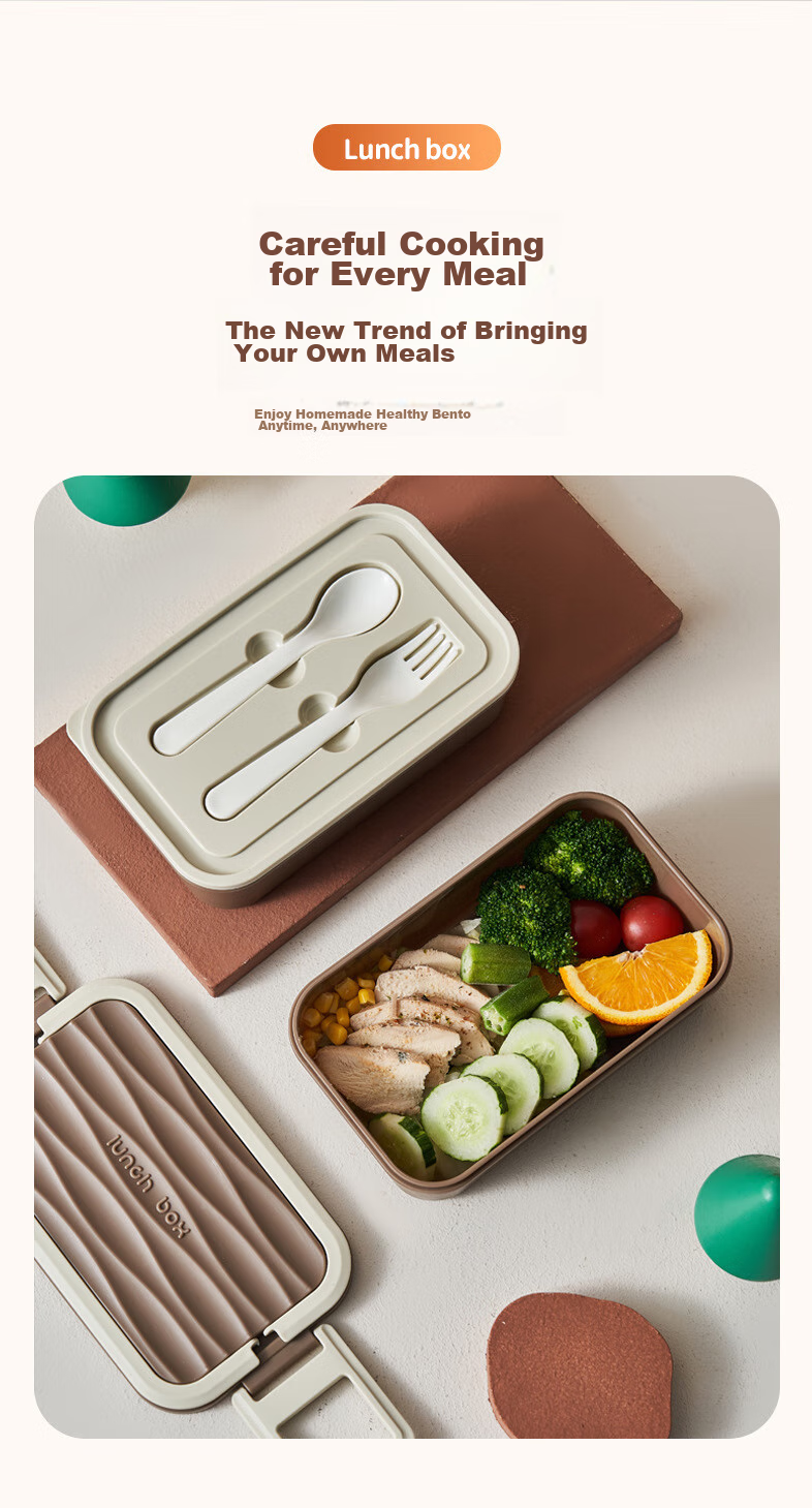 Canjiangjun Double-Layer Portable Lunch Box, Large Capacity, Microwave-Safe, Lunch Container with Forks And Spoons Included, 2L 7