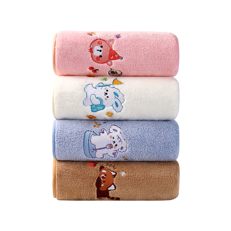 Grace Towels 4-Pack Class A Soft Home Face Towels for Men Women Couples Quick-Dry Bath Thick Embroidered Face Towels for Sports