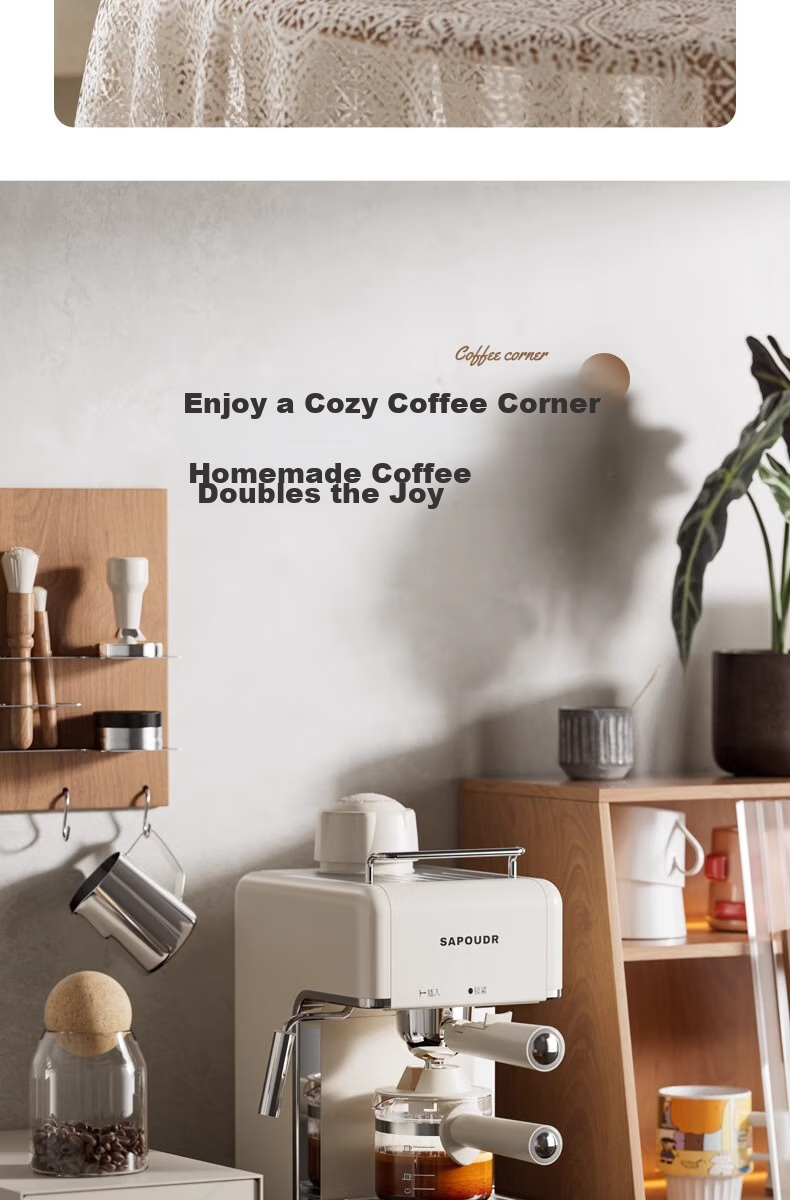 Saipuda EA39 Home Semi-Automatic Coffee Machine Small Italian Style Milk Frother American Office Dormitory All-in-One Grinder Black JD Self-Operated 14