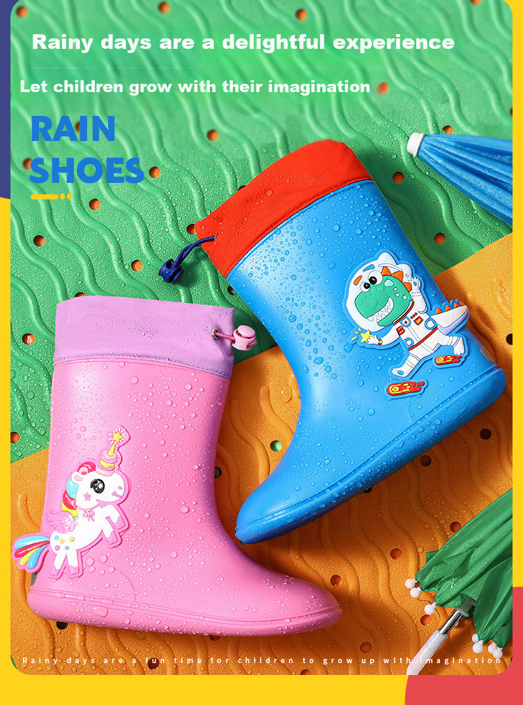 Lemon Baby Kids Waterproof Rain Boots Unisex Outdoor Non-Slip Water Shoes with Drawstring Closure Sand Brown Size 19 2